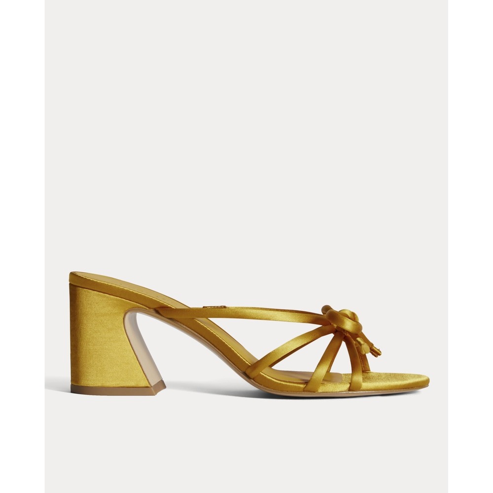 Everlane Bow Heel in Golden Sun Satin, Size 9H